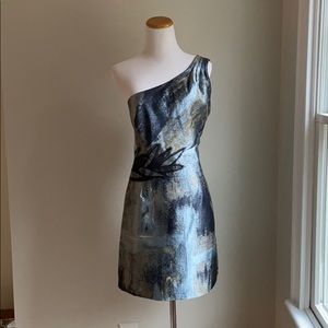 Nine West metallic one-strap cocktail dress